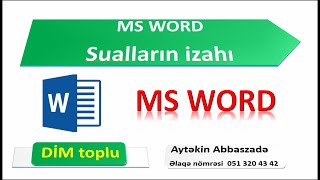 Mətn prosessoru Word proqramı DIM toplu sualların izahı [upl. by Thais]