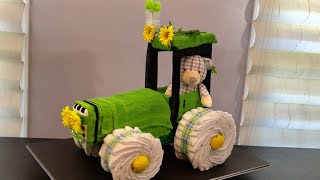 Tractor Diaper Cake  Baby Shower  DIY TARTA DE PAÑALES Tutorial [upl. by Lanrev]