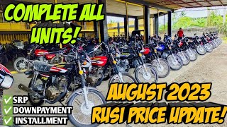 August 2023 Rusi Motorcycle Updated Price Cash Downpayment Monthly All Units [upl. by Siuoleoj117]