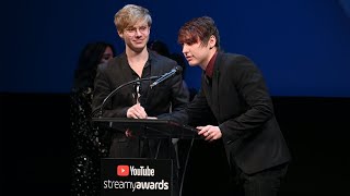 Sam and Colby wins Action or SciFi  Streamys Premiere Awards 2019 [upl. by Nedry]