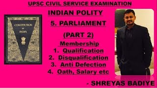 Indian Polity by Laxmikant  Parliament  Part 2  Qualification Disqualification Anti Defection [upl. by Adnerak247]