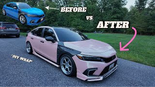 BEFORE VS AFTER CRAZY WRAP COLOR  HONDA CIVIC [upl. by Neira]