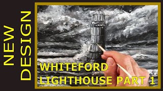 DESIGN for Whiteford Lighthouse pt 1 growyourchannel seascapepainting lighthouse [upl. by Ailemap]