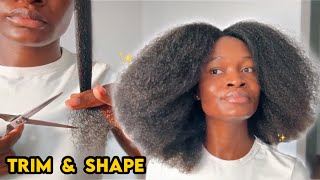 HOW TO PROPERLY TRIM AND SHAPE NATURAL HAIR AT HOME  step by step guide [upl. by Stortz]