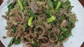 Lao Food  Making Minced Pork Salad Vientiane Laos [upl. by Sadira]