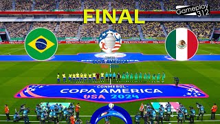 BRAZIL vs MEXICO  FINAL  Copa America USA 2024  Full Match All Goals  PES Gameplay [upl. by Irec]