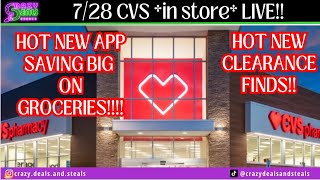 728 CVS in store LIVE AMAZING NEW CLEARANCE  NEW APP TO SAVE BIG 💰 ON GROCERIES 728 CVS HAUL [upl. by Napas]