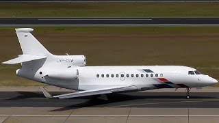 Volkswagen Air Service Dassault Falcon 7X VPCSW landing  taxiing  takeoff at Berlin Tegel Airport [upl. by Novehs490]