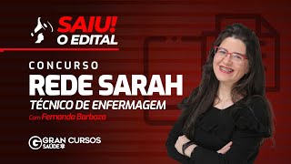 Concurso Rede Sarah  Técnico de enfermagem Saiu o edital Com Fernanda Barboza [upl. by Suivatnod392]