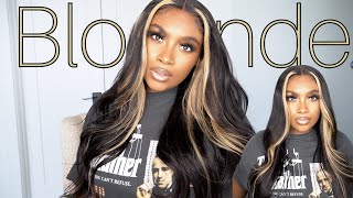 Unice 24inch TPART Blonde Streak Closure Wig ReviewInstall NO DYE OR BLEACH NEEDEDRebianaSymone [upl. by Enyamart715]