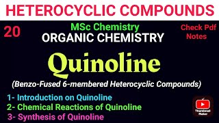 Quinoline  SYNTHESIS AND REACTION mscchemistrynotes heterocyclic notes itschemistrytime [upl. by Alexandr]