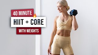 40 MIN KILLER HIIT amp CORE Workout  With Weights  Full Body and Abs at Home  Dumbbells [upl. by Nrubloc]