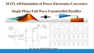 MATLABSimulation of Power Electronics Converters SinglePhase FullWave Uncontrolled Rectifier 2 [upl. by Mahoney499]