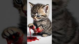 😱😭 KITTEN KA HATH KAT GAYA 😭 KHOON BEH RAHA HE 😭😭😱gamingguru cat shortvideos kitten [upl. by Frans489]