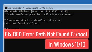 Fix BCD Error Path Not Found  C\boot In Windows 1110 Easy Solution [upl. by Abdel]