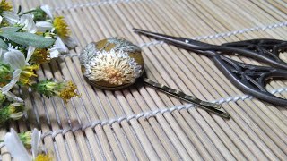 Chrysanthemum embroidery with lazy daisy stitch │Flower embroidery │DIY hairpin tutorial [upl. by Nunci904]