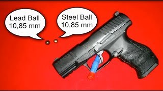 Walther PPQ T4E Steel amp Lead Balls shooting german [upl. by Clower]