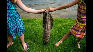 Two girls discover World War I practice bomb playing in backyard lake [upl. by Michel23]