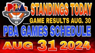 PBA Standings today as of August 30 2024  PBA Game results  Pba schedule August 31 2024 [upl. by Iliam]