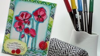 Lets Color Poppies with Tombows Dual Brush Pens amp Blender Kit [upl. by Etnovaj]