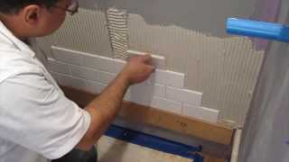 Subway tile shower install time lapse [upl. by Farhsa]