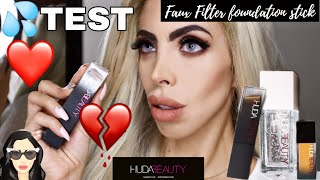 The Huda Beauty Faux Filter foundation stick and Water Jelly Hydrating Primer review amp water test💦 [upl. by Amiel]