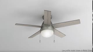 Hunter 59270 46 in Anslee Low Profile Ceiling Fan with Light Matte Silver [upl. by Nadnerb71]