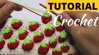 🍓Aprende Aplicar el Punto Fresas 🍓 Puntada a Crochet Paso a Paso Crochet Feliz 🍓😃 [upl. by Snook422]