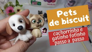 DIY Pets de biscuit gatinho e cachorrinho base manual e universal [upl. by Zink]