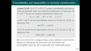 Linear System Theory  13 Controllability and observability  part 22 [upl. by Ergener844]