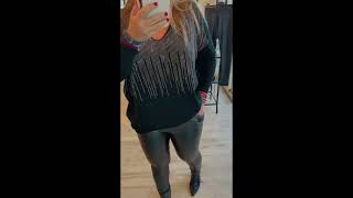 Jersey oversize strass leggins polipiel y botín [upl. by Wing]