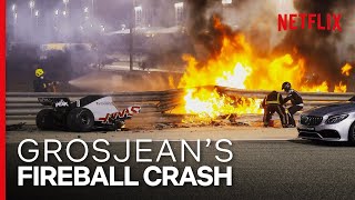 Grosjeans Insane Fireball Crash  Formula 1 Drive To Survive S3  Netflix [upl. by Rao]