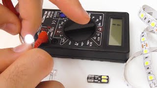 How to test LEDs using a cheap digital multimeter Cylindrical SMD LED [upl. by Crosse666]