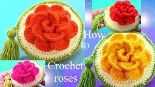 Como tejer a Crochet monederos de rosas flores 3D regalos para Mamá  How to Crochet [upl. by Eenitsed]