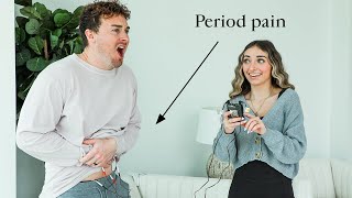 My Husband Tries a Period Pain Simulator [upl. by Fahland714]