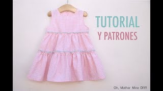 Aprender a coser Vestido volantes niñas patrones gratis [upl. by Demb]