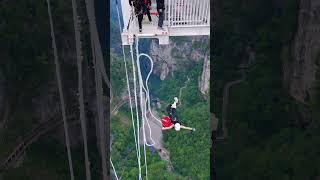 Zhangjiajie Grand Canyon Glass Bridge Bungee Jumping First Person View 7 [upl. by Consalve187]