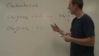 Markovnikovs rule  addition of HCl HBr HI to an alkene [upl. by Welles]