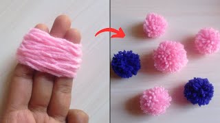 Super Easy Pom pom Making  Pom pom Making  Easy Woolen flower Making 😍 [upl. by Arakal335]