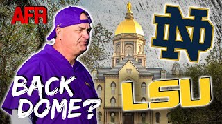 Back Dome Notre Dame Pursuing LSU OC Mike Denbrock [upl. by Naujed]