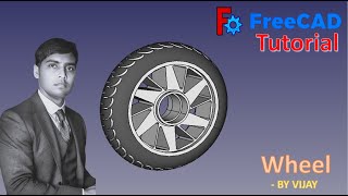 FreeCAD Tutorial  How to make a Wheel  By Vijay freecad cad 3dmodeling design [upl. by Don]