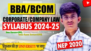 CorporateCompany Law Syllabus of BBABCOM  Latest Syllabus of Company Law BBABCOM 202425 [upl. by Anetta]