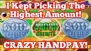 I Kept Picking The HIGHEST Amount 🤯 Crazy Handpay on Golden Messenger [upl. by Hnahym]