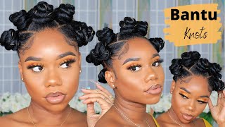 BANTU KNOTS TUTORIAL ON NATURAL HAIR  Protective Style Braiding Hair  Chev B [upl. by Westphal214]