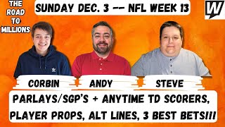 3 NFL Best Bets  ParlaysSGP’s  Anytime TD Scorers Player Props Alt Lines [upl. by Anelra486]