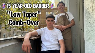 THE 15YEAROLD BARBER 💈CRAZY LowTaper with CombOver in Berlin [upl. by Desdamona267]