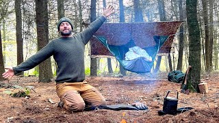 Solo Hammock Camping in Winter  One Pot Campfire Cooking [upl. by Ydda]