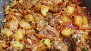 Рагу по  Домашнему Капуста Тушеная с Мясом и Картофелем [upl. by Ylrebmyk]