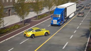 Aggressive sports car driver vs oblivious truck driver Was this accident preventable [upl. by Rustin]