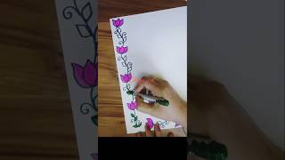 Side flower drawing Border project Drawing  yt shorts  video  viral  trending [upl. by Etti]